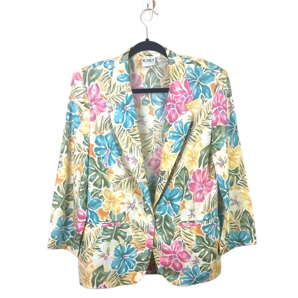 Vintage Koret Petites Floral 80s 90s Blazer Jacket  Size 10
